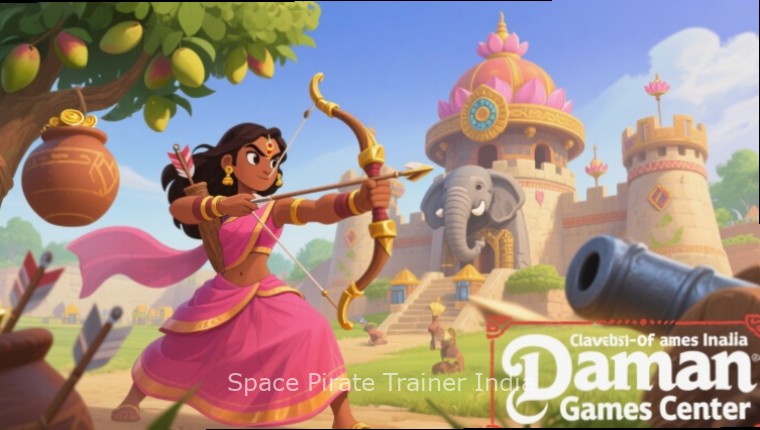 Space Pirate Trainer India - Title Screen Space Pirate Trainer India title screen with Indian flag and cultural elements in the background